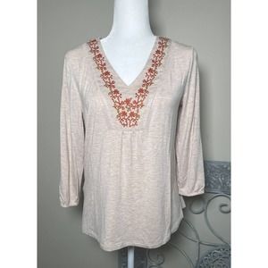Daniel Rainn NWT Cream Beige Rust Floral Embroidery PS Small Woman’s Blouse
